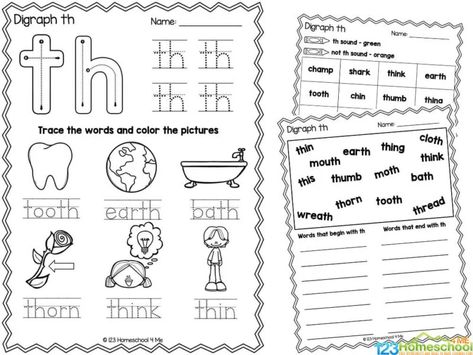 th digraph worksheets Th Sound Words, Initial Blends Activities, Sound Worksheets For Kindergarten, Consonant Blends Games, Th Digraph, Kindergarten Enrichment, Digraphs Chart, Th Sound, Consonant Blends Activities