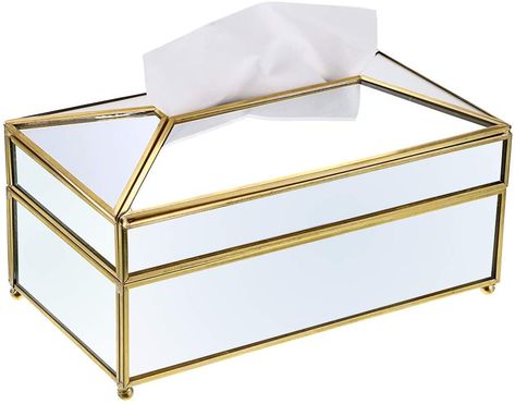 Amazon.com: Sumnacon Rectangular Mirror Glass Paper Tissue Box, Decorative Glass Napkin Storage Box, Facial Tissue Holder for Dresser, Bathroom, Bedroom, Home Decor, Office, Bar, Restaurant, Large: Home & Kitchen Dining Room Dresser, Mirrored Bedroom, Tissue Box Crafts, Dresser Bathroom, Glam Bathroom, Glam Mirror, Napkin Storage, Countertop Slabs, Mirrored Bedroom Furniture