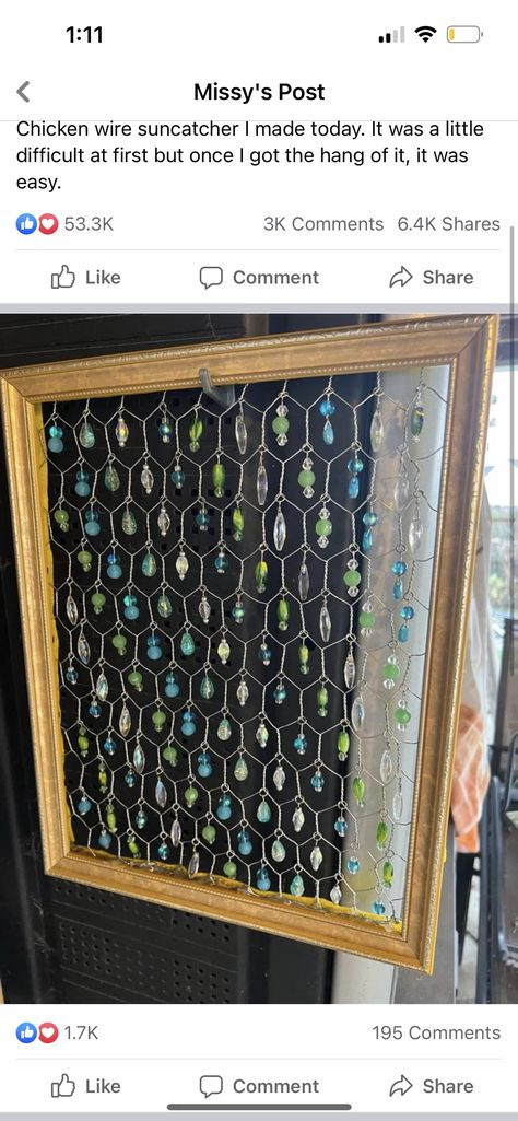 Board Crafts, Chicken Wire Frame, Knitting Club, Crystal Suncatchers, Chicken Wire, Wire Frame, Shell Beads, Sun Catcher, Bead Art