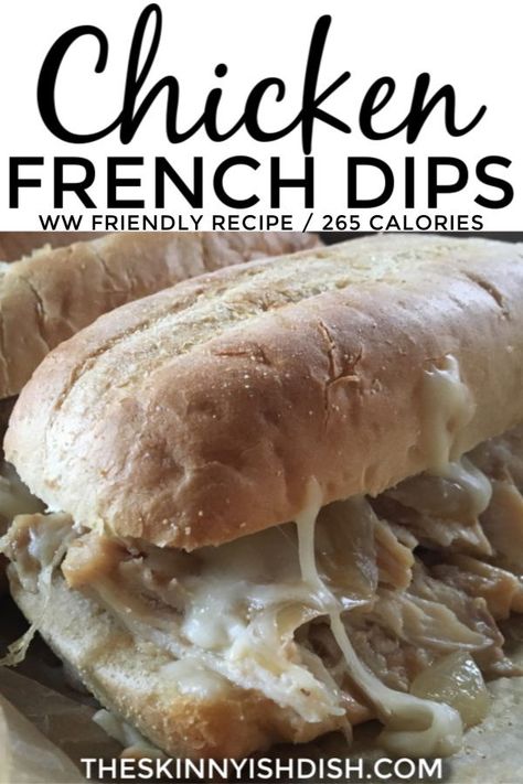 Skinnytaste French Dip, French Dip Chicken, Chicken Dip Sandwich Recipe, French Dip Chicken Sandwich, The Skinnyish Dish, Chicken Dip Sandwich, Skinnyish Dish Recipes, Theskinnyishdish Recipes, The Skinnyish Dish Recipes