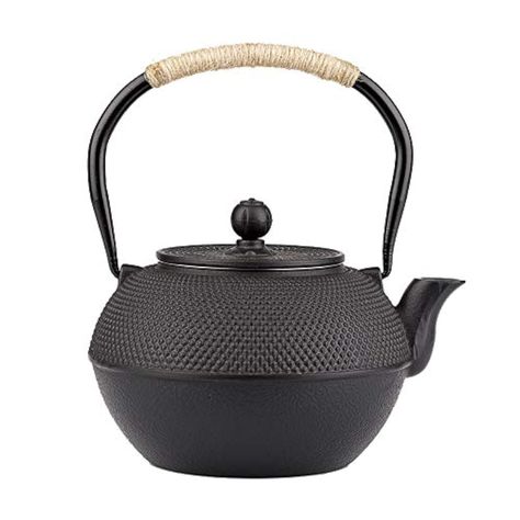 PRICES MAY VARY. 【CAST IRON TEAPOT】 Cast iron teapot can be used to boil water as tea kettle. It also can be used to make tea or boil tea as teapot. Teapot full-load capacity: 40.6oz / 1200 ml. Serve for 2-4 people. The cast iron tea kettle full-load capacity is 40oz, however it leaves no room for boiling as it would boil over. If you want exactly 40oz tea, you should order a larger kettle, maybe 50 oz or more. The cast iron teapot can improve water quality and replenish the iron element to human body. 【WONDERFUL DESIGN】Cast iron teapot is with hobnail pattern of the Japanese iron kettle on the surface. It is the necessary decoration to any kitchen.It is a masterful collection for tea lovers. Cast iron teapot could break down the element of Fe2+, which is beneficial to your body. Cast iron Blooming Flower Tea, Cast Iron Kettle, Cast Iron Teapot, Iron Teapot, Design Japonais, Puer Tea, Cast Iron Tea Pot, Japanese Teapot, Water Kettle