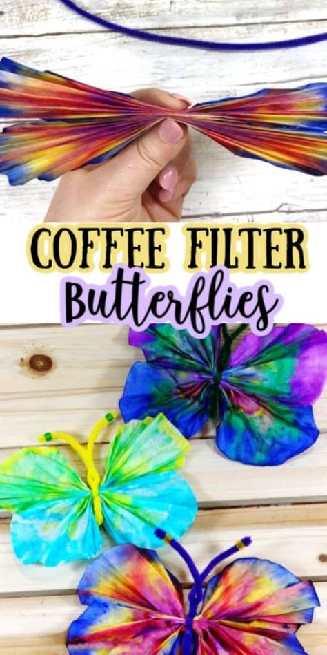 Animal Themed Arts And Crafts, Coffee Filter Butterflies, Diy – Velikonoce, Make Coffee, Spring Fun, Stylish Backpack, Spring Crafts For Kids, Daycare Crafts, Butterfly Crafts