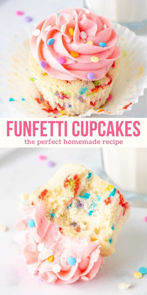 Cupcake Recipes Funfetti, Funfetti Cupcakes Frosting, Confetti Cupcakes Recipe, Funfetti Cake Cupcakes, Sprinkle Cupcakes Recipe, Vanilla Sprinkle Cupcakes, Funfetti Easter Cupcakes, Filled Funfetti Cupcakes, Best Funfetti Cupcakes