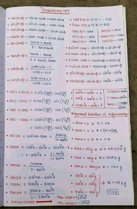 Trigonometry Functions Formula, Math Trigonometry Formula, Math All Formula, Formula Of Trigonometry, All Math Formulas, Maths Class 10 Formula Sheet, Maths Trigonometry Formula, How To Become Topper In School, Trigonometry All Formulas