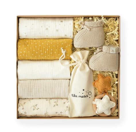 Newborn Baby Gift Set, Baby Shower Gift Box, Gentle Baby, Knitted Booties, Moses Basket, Cute Stars, Our Baby, Bundle Of Joy, The Arrival