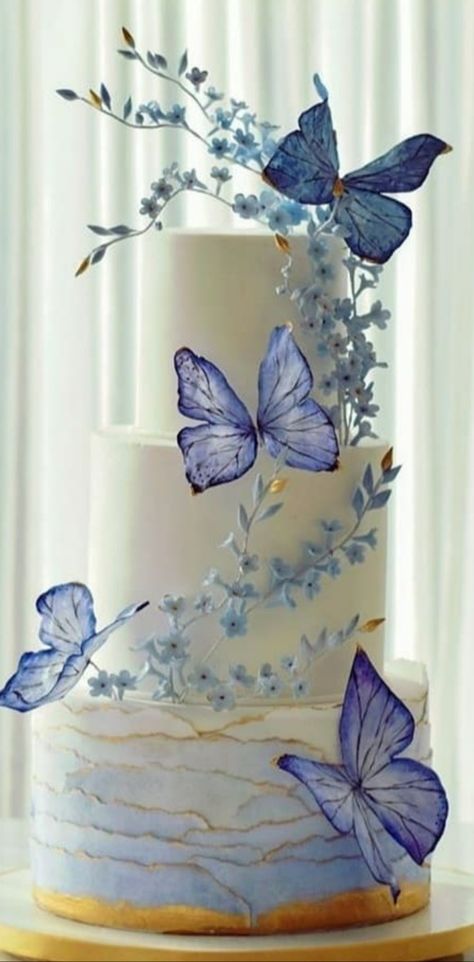 Elena Gnut, Flower Cake Design, Cake With Flowers, Wafer Paper Flowers, Fantasy Cake, Wafer Paper Cake, Beautiful Cake Designs, Modern Cakes, Butterfly Cakes