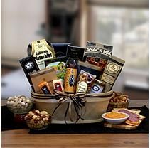 Sausage Gift Basket, Cheddar Cheese Spread, Beef Salami, Cheese Gift Baskets, Olive Oil Crackers, Smoked Almonds, Gourmet Sausage, Snack Gift Baskets, Fathers Day Gift Basket