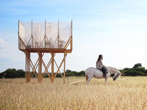 Ethereal timber horse grooming retreat rises above a barley fi... Felix Candela, Rural Architecture, Wood Architecture, Wooden Structure, Horse Grooming, Timber Structure, Balearic Islands, Moving House, Elle Decor