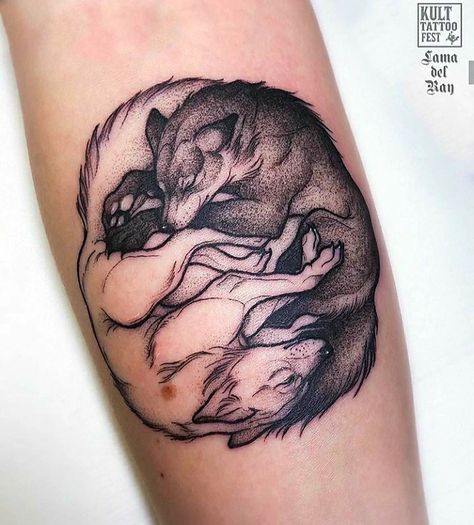 Running Wolves Tattoo, Wolf Mates Tattoo, Wolf Inspired Tattoos, 2 Wolf Tattoo, Wolf Body Tattoo, 2 Wolves Tattoo, 3 Wolf Tattoo, Tatoos Wolf, Couples Wolf Tattoos