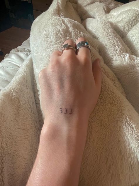 Angel Numbers 333 Tattoo, Angel Number Wrist Tattoo, 33 Tattoo Number, 333 Tattoo Design, Angel Number 333 Tattoo, 333 Angel Number Tattoo Ideas, 333 Tattoos, 333 Angel Number Tattoo, 333 Tattoo Fonts