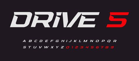 Drive Italic Alphabet. Car Race Vector Letters in modern Sport style. Stunning font with inside spurs. Type for modern automotive logo, headline, monogram, fast dynamic lettering. Vector typography Alphabet Typography Design, Car Typography, Italic Alphabet, Racing Font, Alphabet Cars, Wide Fonts, Vector Letters, Vector Typography, Automotive Logo