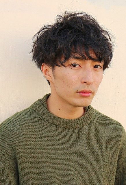 Digital Perm Short Hair, Bangs 2024, Men Perm, Perm Hair Men, Male Haircuts, Wavy Perm, Black Hair Anime Guy, Bob Bangs, Mens Perm