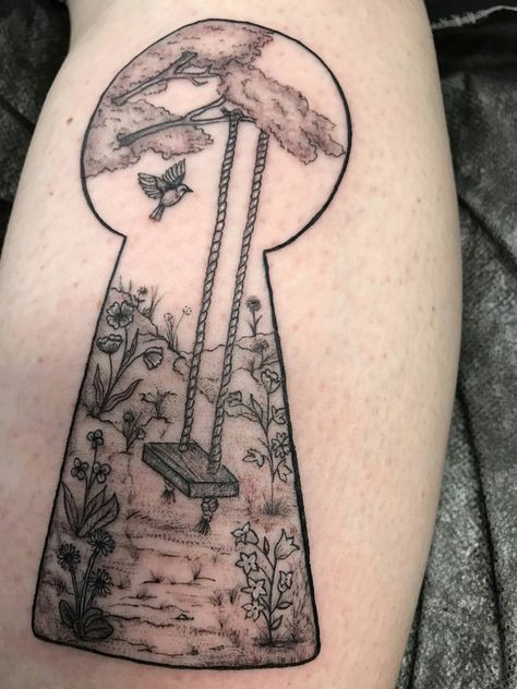 Secret Gardens In My Mind Tattoo, The Secret Garden Tattoo, Secret Garden Tattoo, Garden Line Art, Hallows Tattoo, Song Tattoos, Garden Tattoos, Garden Line, Garden Tattoo