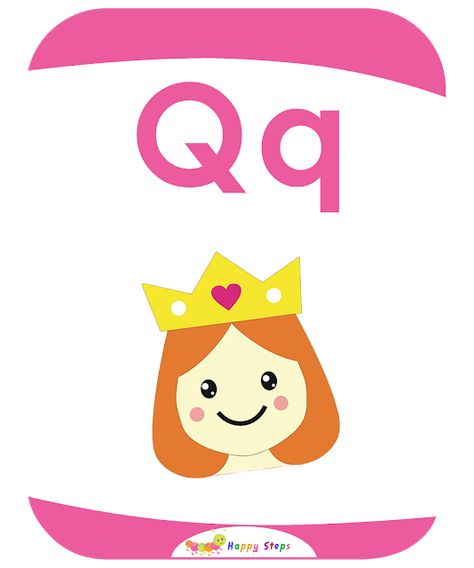 Letter -Q- queen Flashcards Q For Queen, Letter Q Worksheets, Apple Alphabet, Flashcards For Toddlers, Capital Alphabet, Abc Flashcards, Cute Alphabet, Letter Q, Printable Flash Cards