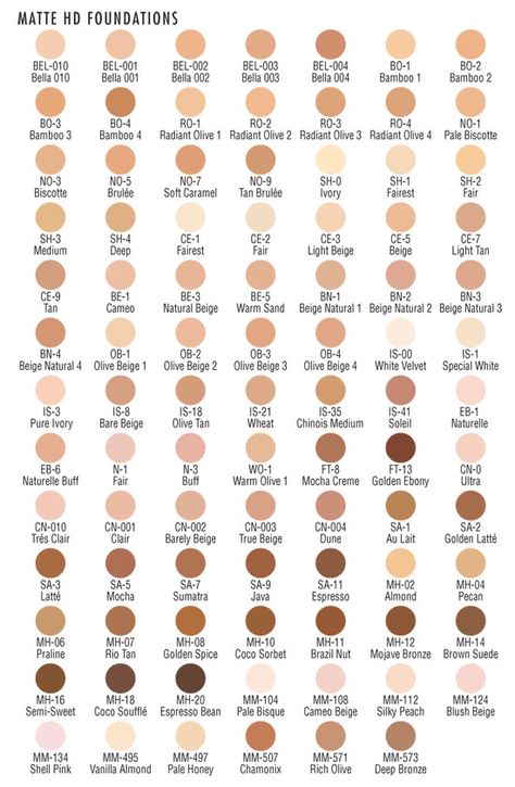 Ben Nye Matte HD Foundation Shade Chart Foundation Shades Chart, Luxury Powder, Cleaner Face, Beige Skin, Foundation Tips, Hex Color, Foundation Shade, Hex Color Palette, Ben Nye