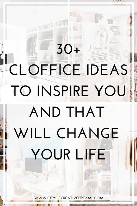 30+ Cloffice Ideas to Inspire You and That Will Change Your Life | City of Creative Dreams Cloffice Storage Ideas, Cloffice Decor Ideas, Walk In Closet Converted To Office, Bedroom Closet Office Ideas, Ikea Cloffice, Closet Home Office Ideas, Home Office Dressing Room Combo, Spare Room Closet Ideas, Diy Cloffice