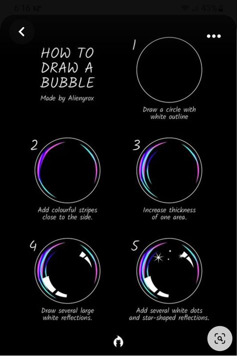 Drawing Bubbles On Black Paper, Art Mediums Ideas, How To Draw A Moon, Bubbles Embroidery, How To Draw Bubbles, Galaxy Drawing, Space Doodles, Bubble Drawing, Bubble Painting