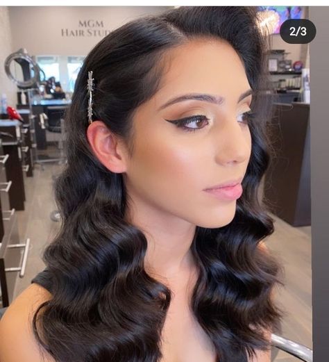 One Side Slick Back Hairstyles, Fancy Side Part Hairstyles, Side Hairstyles Prom, Prom Hirestyle, Slicked Side Part Hair Down, Side Part Hairstyles Prom, Side Part Prom Hair, One Side Slicked Back Hair, Masquerade Prom Hairstyles