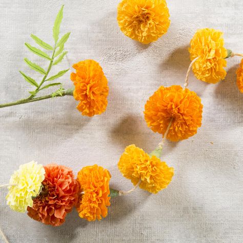 These stunning paper marigolds will brighten up your home in fall or any time of year, no watering required Paper Marigolds, Săpunuri Handmade, Paper Flower Garlands, Spider Crafts, Diy Roses, Marigold Flower, Paper Wall Art, Crepe Paper Flowers, Paper Flowers Craft