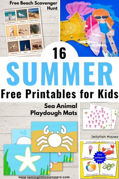 16 Summer Free Printables for Kids. Summer themed play ideas that are perfect for toddlers and preschool activities. #summer #freeprintables #toddler #preschool Preschool Activities Summer, Summer Free Printables, Kids Summer Activities, Summer Bingo, Toddler Printables, Summer Preschool Crafts, Toddler Summer Dresses, Summer Preschool Activities, Free Printables For Kids