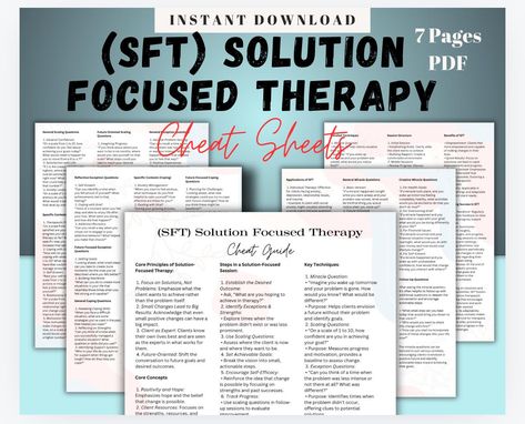 Questioning Strategies, Solution Focused Therapy, Hate Speech, Cheat Sheets, Digital Prints, Health