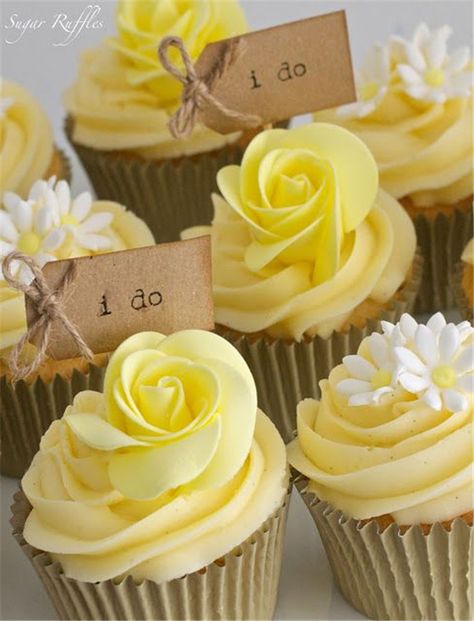 Wedding Cakes » 25 Inpressive Small Wedding Cupcakes with Big Styles❤️ See more: http://www.weddinginclude.com/2017/02/inpressive-small-wedding-cupcakes-with-big-styles/ Yellow Wedding Cake, Yellow Wedding Inspiration, Yellow Wedding Theme, Rustic Wedding Decorations, Wedding Cakes With Cupcakes, Wedding Table Flowers, Spring Wedding Flowers, Elegant Wedding Cakes, Diy Wedding Flowers