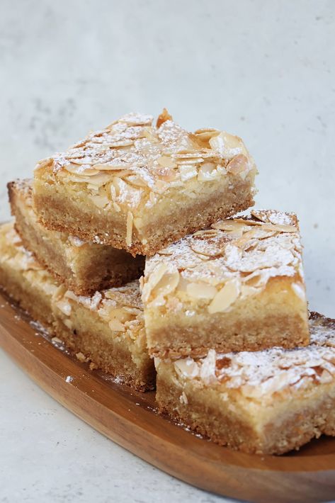 Almond Croissant Cookie Bar Coconut Almond Recipes, Crunchy Almond Cookies, Almond Croissant Cookie Bars, Almond Cake Bars, Almond Croissant Blondies Recipe, Almond Croissant Tartlets, Almond Cheesecake Bars, Almond Bar Recipes, Almond Paste Bars