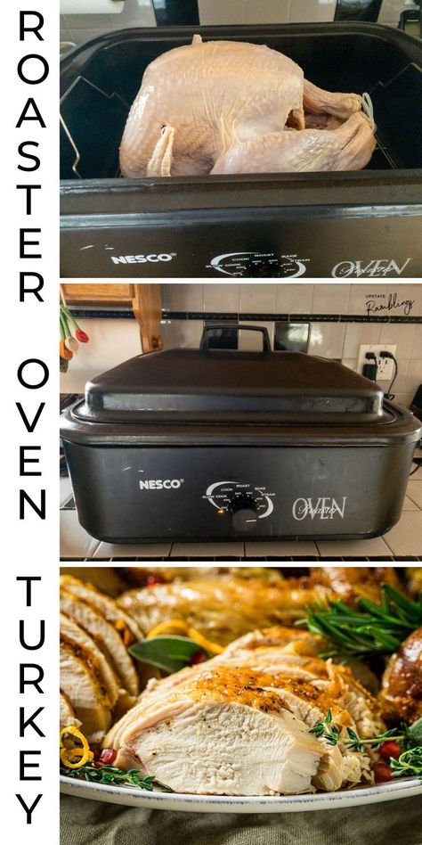 turkey in roaster oven Roaster Oven Turkey, Oven Turkey Recipes, Turkey In Electric Roaster, Turkey In Roaster Oven, Dairy Free Thanksgiving Recipes, Oven Turkey, Thanksgiving Food Crafts, Electric Roaster, Turkey In Roaster