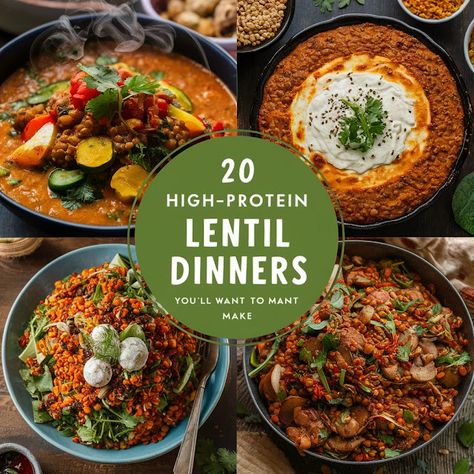 Cooking up Joy - Made with love: 20 High-Protein Lentil Dinners You'll Want to Make Dishes With Lentils, High Protein Lentil Recipes, Lentil Dinners, Lentil Dinner, Meatless Mains, Lentil Dahl, Canned Lentils, Lentil Tacos, Lentil Dal