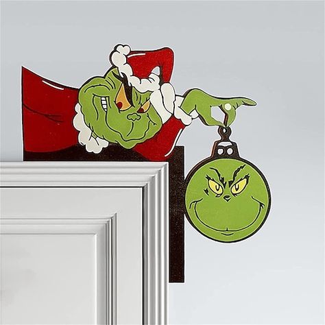 Quantity:1; Type:Wall Signs; Listing Date:09/13/2023 Christmas Door Frame, Door Corner Decor, Door Frame Decoration, Corner Decorations, Der Grinch, Corner Door, Frame Decoration, Santa And His Reindeer, Wooden Christmas Decorations