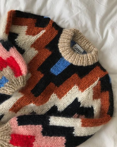 Our Daily Edit on Instagram: “Our kind of knitwear - thanks @ganni ❤️💙🖤���💗 #ganni #gannigirls #knitwear #mohairknit” Ganni Knitwear, Ganni Knit, Ganni Sweater, Vivian Westwood, Edit On Instagram, Scrap Yarn, Mohair Knit, Textiles Fashion, Get Dressed