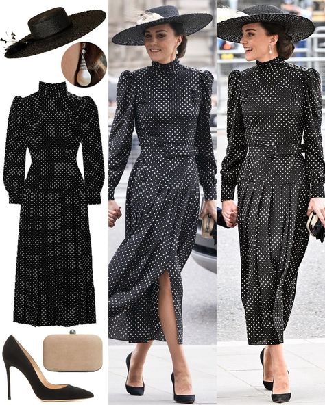 Keeping up with The Duchess’s Instagram post: “A look at what The Duchess wore to Prince Philip’s Service of Thanksgiving this morning. As it was not a funeral, black clothing was not…” Kate Middleton Black, Wales Fashion, Princess Kate Style, Kate Middleton Style Outfits, Princess Katherine, Queen Kate, Kate Middleton Outfits, White Wardrobe, 90s Runway Fashion