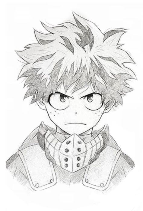 Deku Face Drawing, Izuku Midoriya Drawing Pencil, Deku Drawing Pencil, My Hero Academia Drawing Pencil, How To Draw Deku, Deku Drawing Sketch, Izuku Drawing, Midoriya Drawing, Deku Sketch