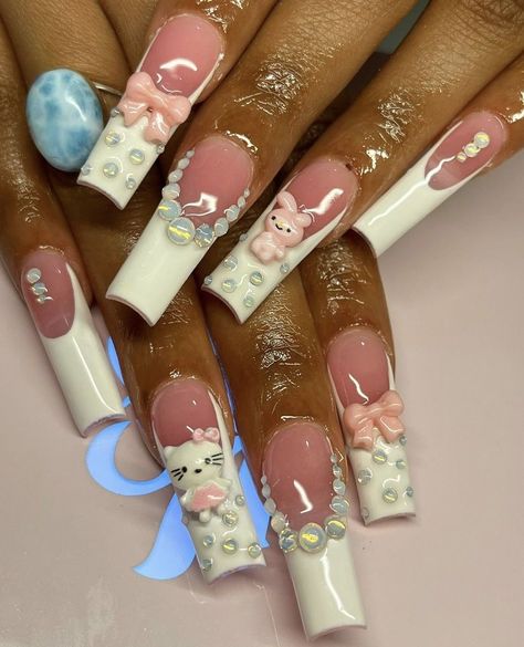 Tree Nail Art, Valentines Nail, Tree Nails, Really Cute Nails, Heart Valentines, Long Square Acrylic Nails, Bling Acrylic Nails, Kawaii Nails, Heart Tree