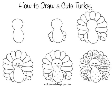 How to Draw a Cute Turkey Easy Turkey Drawing, Thanksgiving Drawings, Turkey Drawing, Diy Turkey, Fall Drawings, Turkey Craft, Flower Pot Crafts, Happy Thanksgiving Quotes, Galaxy Painting