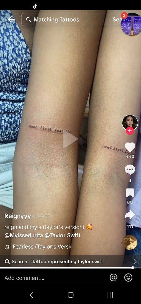 Taylor Swift Matching Tattoos Sisters, Matching Taylor Swift Tattoos, Taylor Swift Matching Tattoos, Taylor Swift Tattoo, Matching Sister Tattoos, Sister Tattoo, Taylor Swift Fearless, Sister Tattoos, Matching Tattoos