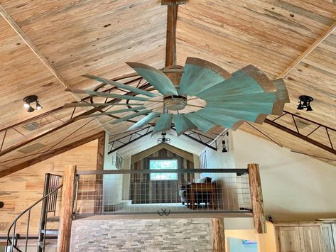 Gray Ceiling Fan, Windmill Ceiling Fan, Rustic Ceiling Fan, Living Room Ceiling Fan, Vintage Industrial Decor, The Patriot, Rustic Home Design, Rustic Farmhouse Style, Wood Ceilings