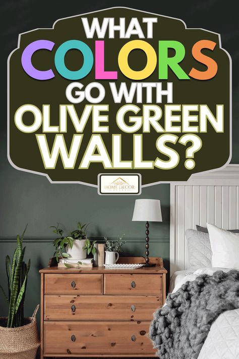 What Colors Go With Olive Green Walls? - Home Decor Bliss Bedroom With Olive Green Walls, Army Green Room Decor, What Colors Go With Green Walls, Olive Green Wall Bedroom Ideas, Olive Green Tv Wall, Olive Green Painted Walls Bedroom, Colors That Go With Olive Green Living Room, Olive Green Walls Living Room Decor, How To Decorate A Green Wall