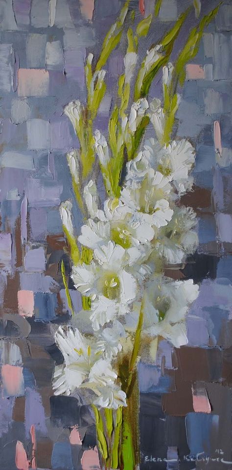 Gladioli Painting, Gladiola Painting, Elena Katsyura, Paintings Flowers, Gladiolus Flower, Flowers Paintings, Oil Painting Inspiration, Acrylic Painting Flowers, Floral Oil Paintings