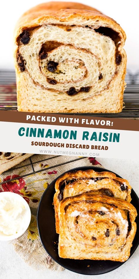 This cinnamon raisin sourdough bread is another great use for your sourdough discard! Plus, it's a tasty bread that is perfect for toasting and slathering with salty whipped butter. Cinnamon Rasin Bread, Rasin Bread, Cinnamon Raisin Sourdough Bread, Raisin Sourdough Bread, Cinnamon Raisin Sourdough, Cinnamon Crumb Cake, Best Homemade Bread Recipe, Sourdough Starter Discard Recipe, Cinnamon Swirl Bread