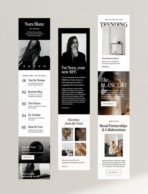 Elevate your Instagram presence with our stunning Instagram Links / Landing Pages.  These aren't just simple link pages; they're meticulously crafted online experiences that create an unforgettable first impression for your brand.  Choose from seven distinct styles, each easily customizable to match your unique aesthetic.  Launch your  upscale online presence in minutes.  
.#SocialMediaFonts #TypographyTrends #CreativeFonts #FontInspiration #DesignResources Brand Concept Presentation, Website Product Page Design, List Design Layout, Webpage Design Layout, Outfit Homme, Webpage Design, Link Design, Free Social Media, Web Layout Design