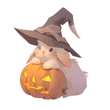 Bunny With Hat Drawing, Cute Halloween Animals Drawing, Bunny Jack O Lantern, Halloween Bunny Drawing, Animals In Halloween Costumes Drawing, Spooky Rabbit, Cute Halloween Animals, Rabbit Pumpkin, Spooky Bunny