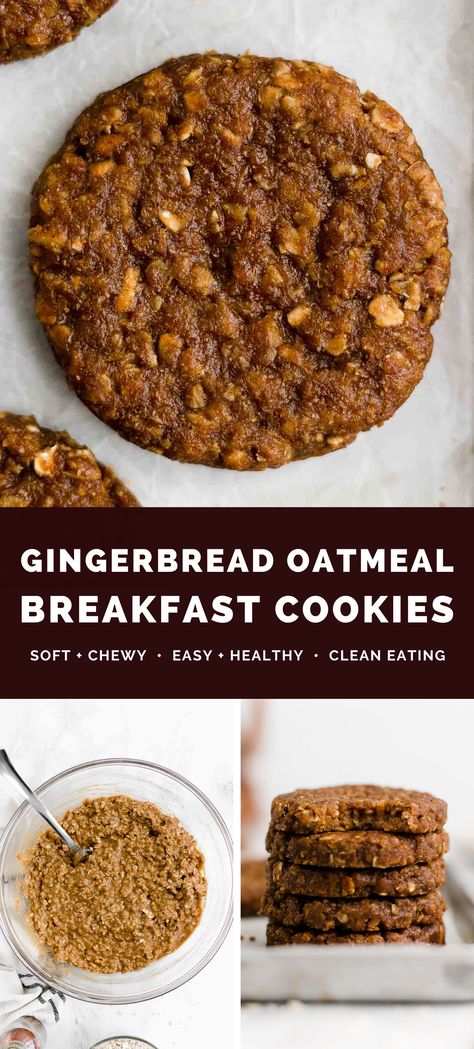 Gingerbread Breakfast, Molasses Oatmeal, Cookies Molasses, Gingerbread Oatmeal, Cookies Easy Recipe, Healthy Gingerbread, Oatmeal Breakfast Cookies, Breakfast Cookie Recipe, Ginger Molasses