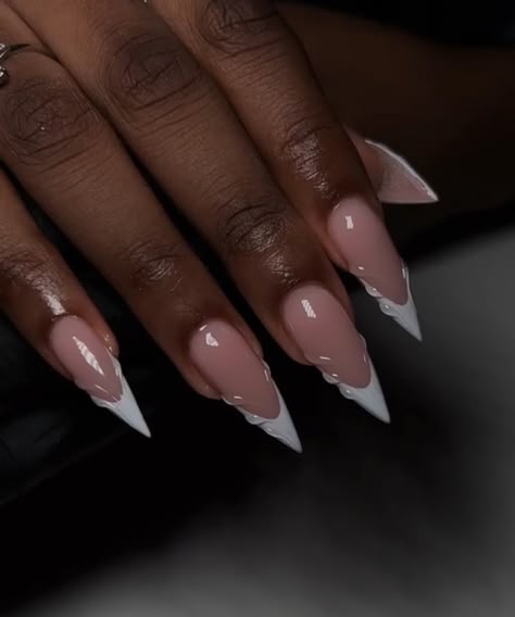 Stiletto French Tip, French Stiletto Nails, Acrylic Nails Stiletto, Stilleto Nails Designs, Long Stiletto, Sassy Nails, Long Acrylic Nail Designs, London Nails, Stiletto Nails Designs