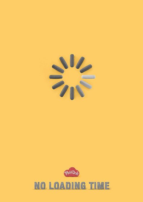 Print ad: Play-Doh: Loading Time Loading Symbol, Clever Marketing, Advertisement Illustration, Logos Retro, Clever Advertising, Campaign Ideas, Creative Juice, Swipe File, 광고 디자인