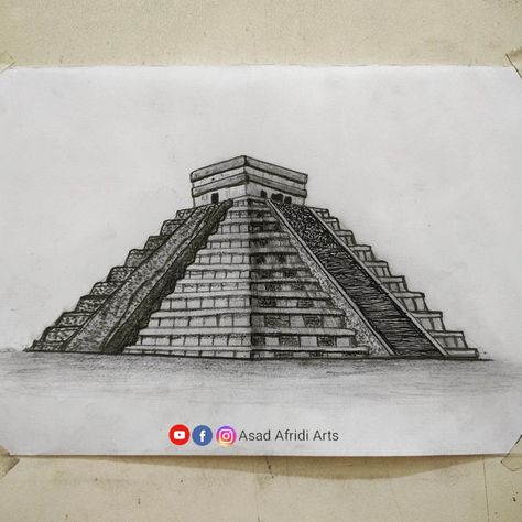 Chichen Itza " Mexico " Chichen Itza Drawing, College Dump, 7 World Wonders, Mexico Sketch, Chichen Itza Mexico, Fruit Art Drawings, Pencil Art Drawings, Fruit Art, Silhouette Art