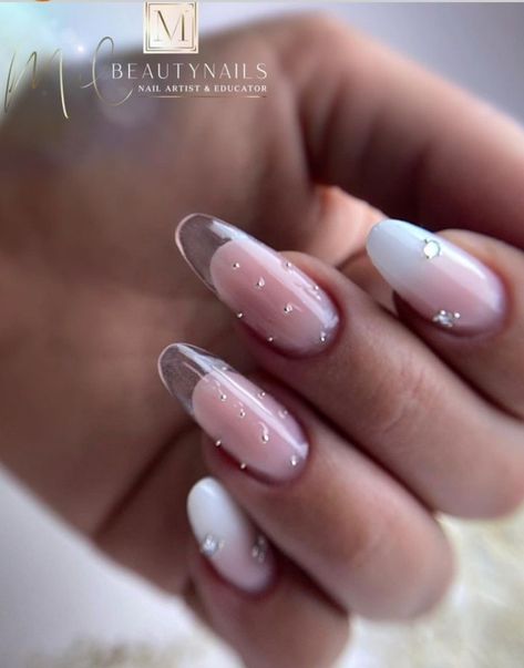 Gel Nail Tutorial, Gel Toe Nails, Pink Ombre Nails, Blue Nail Art, Nail Idea, Glass Nails, Uñas Acrilicas, Clear Nails, Minimalist Nails