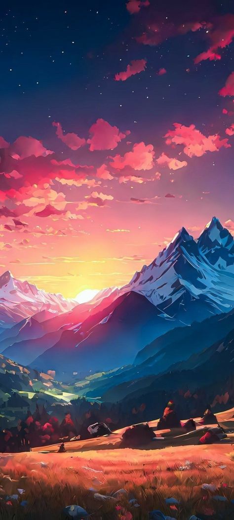 Sky Aesthetic Landscape Background, Asthetic Picture Wallpaper Anime, Anime Nature Wallpaper Hd, Anime View Aesthetic, Anime View Wallpaper, Anime Sunset Wallpaper, Best Dark Wallpaper, Anime Skies, Anime Sunset