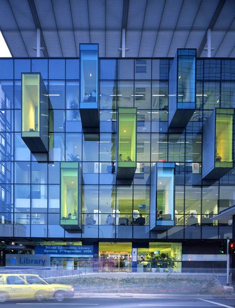 Bishan Public Library / LOOK Architects Beautiful Library, Library Architecture, Glass Facades, Design Exterior, Building Facade, Library Design, Architecture Exterior, Facade Architecture, Facade Design