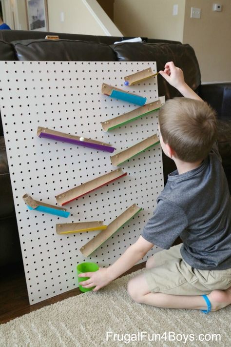 Engineering for Kids: Build a Changeable Pegboard Marble Run - Frugal Fun For Boys and Girls Dreamcatchers For Kids, Bentgo Kids, Toddler Stuff, Toys By Age, Building Activities, Marble Run, Animal Education, Shapes Activities, Building For Kids